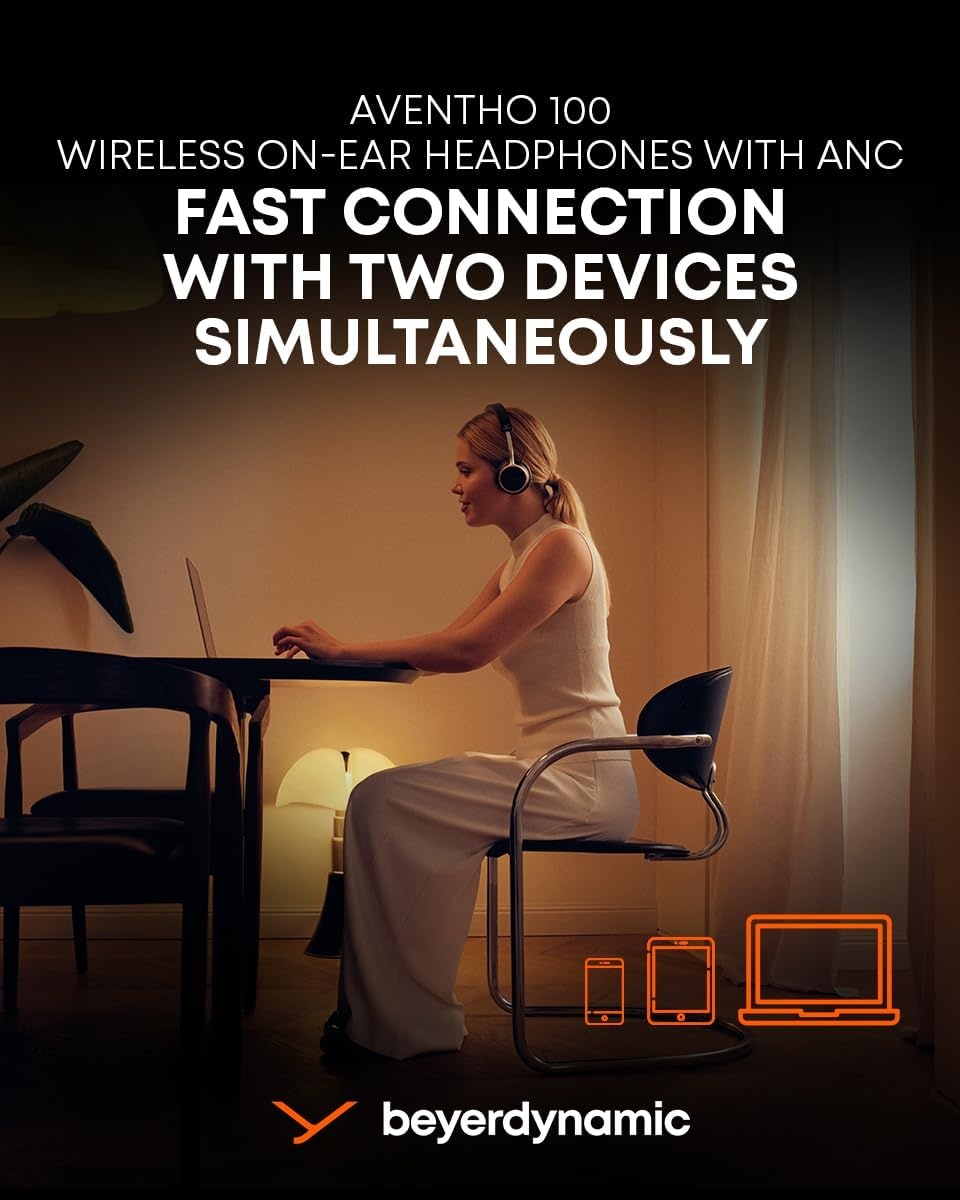 image:imagebeyerdynamic AVENTHO 100 Wireless OnEar Headphones with ANC 60 Hour Long Battery Life Foldable Design Personalized Sound and New Update Available via App BlackCream