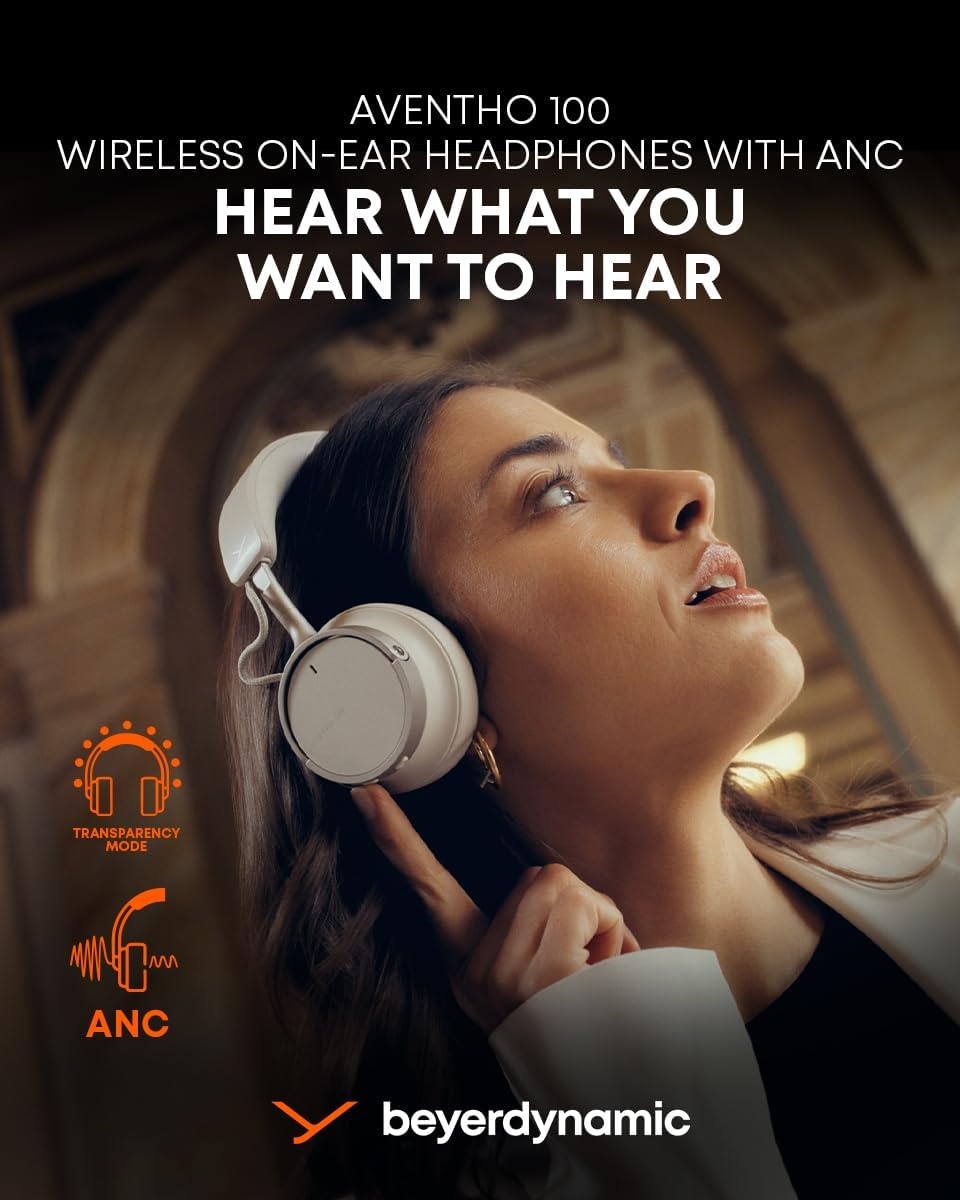 image:imagebeyerdynamic AVENTHO 100 Wireless OnEar Headphones with ANC 60 Hour Long Battery Life Foldable Design Personalized Sound and New Update Available via App BlackCream