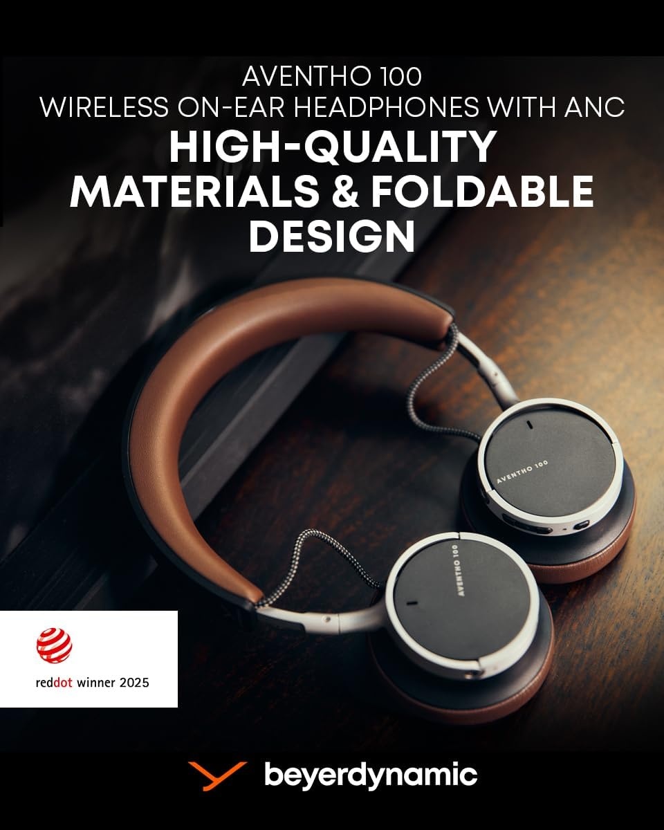 image:imagebeyerdynamic AVENTHO 100 Wireless OnEar Headphones with ANC 60 Hour Long Battery Life Foldable Design Personalized Sound and New Update Available via App BlackBlack