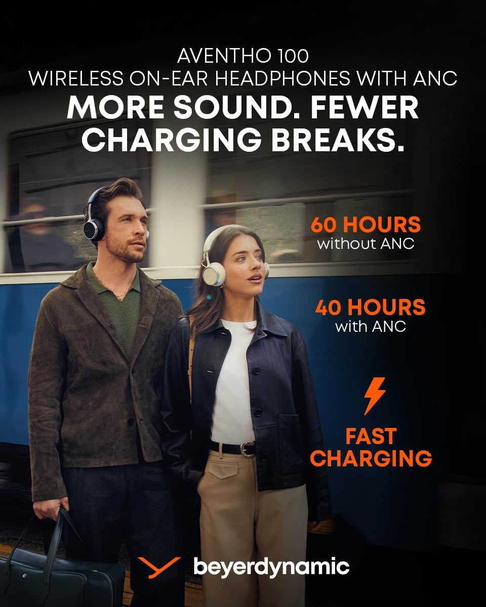 image:imagebeyerdynamic AVENTHO 100 Wireless OnEar Headphones with ANC 60 Hour Long Battery Life Foldable Design Personalized Sound and New Update Available via App BlackBlack