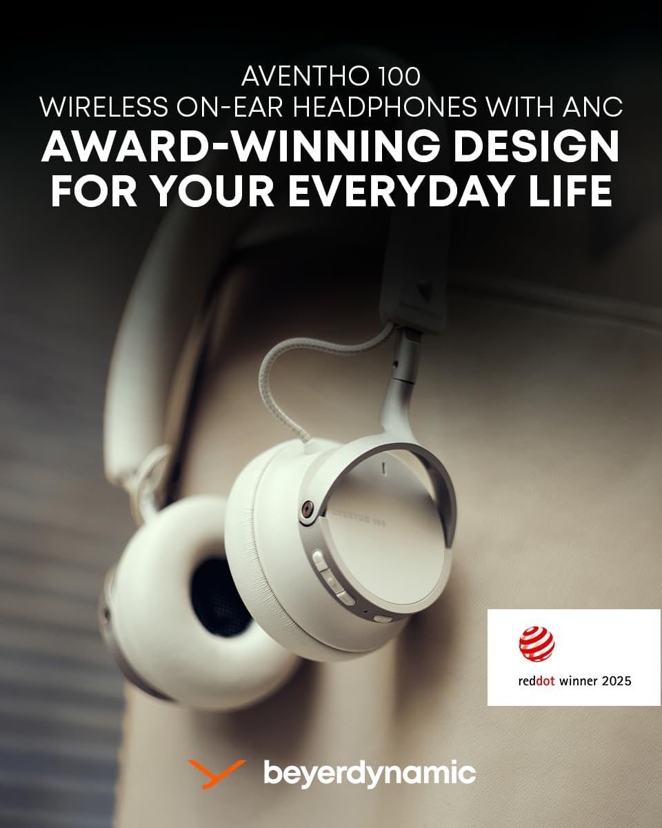 image:imagebeyerdynamic AVENTHO 100 Wireless OnEar Headphones with ANC 60 Hour Long Battery Life Foldable Design Personalized Sound and New Update Available via App BlackCream