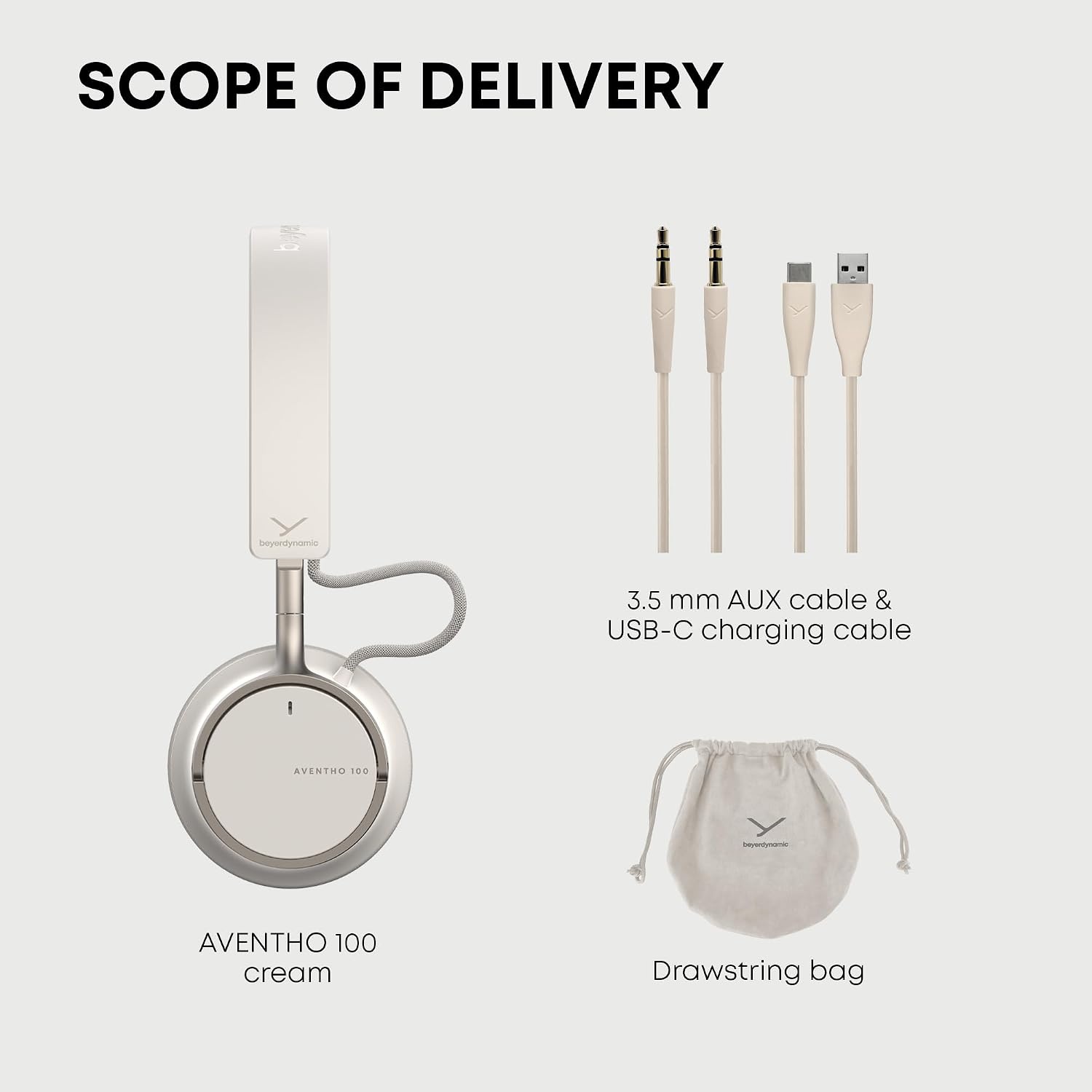 image:imagebeyerdynamic AVENTHO 100 Wireless OnEar Headphones with ANC 60 Hour Long Battery Life Foldable Design Personalized Sound and New Update Available via App BlackCream