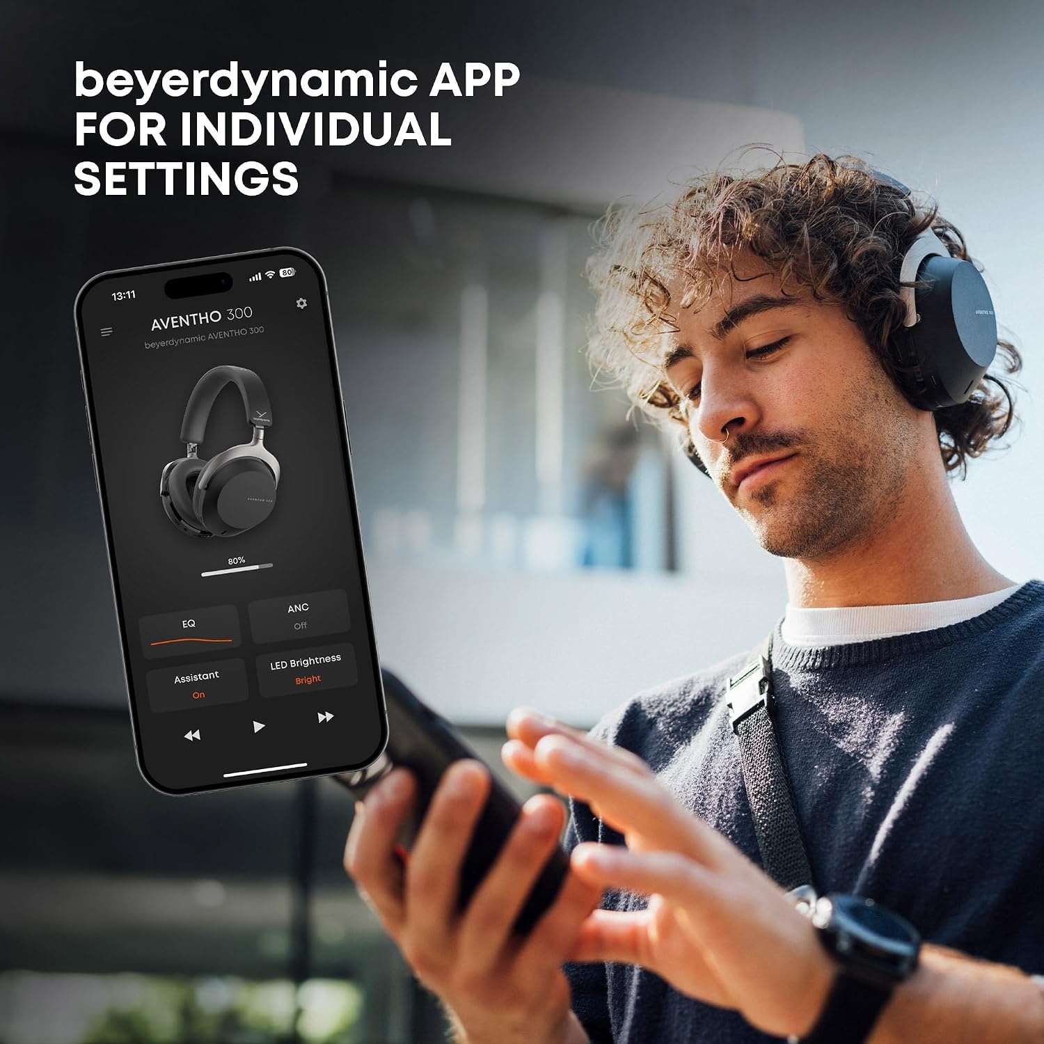 image:imagebeyerdynamic AVENTHO 300 Wireless OverEar Headphones with ANC Dolby Atmos and Head Tracking BlackBlack