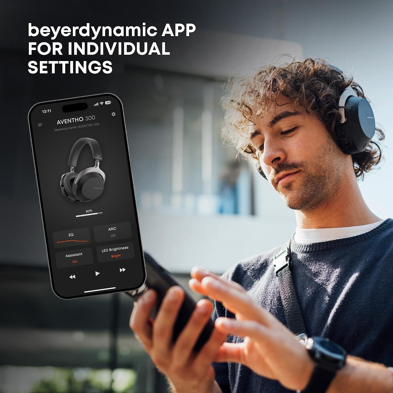image:imagebeyerdynamic AVENTHO 300 Wireless OverEar Headphones with ANC Dolby Atmos and Head Tracking BlackNordic Grey